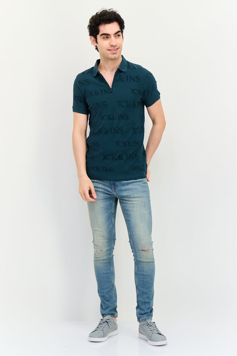 JACK & JONES Men Regular Fit Brand Logo Short Sleeve Polo Shirt, Green - Image 2