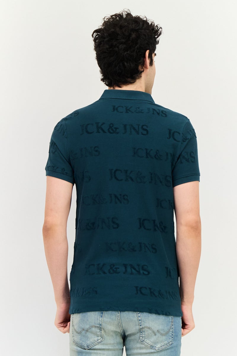 JACK & JONES Men Regular Fit Brand Logo Short Sleeve Polo Shirt, Green - Image 4