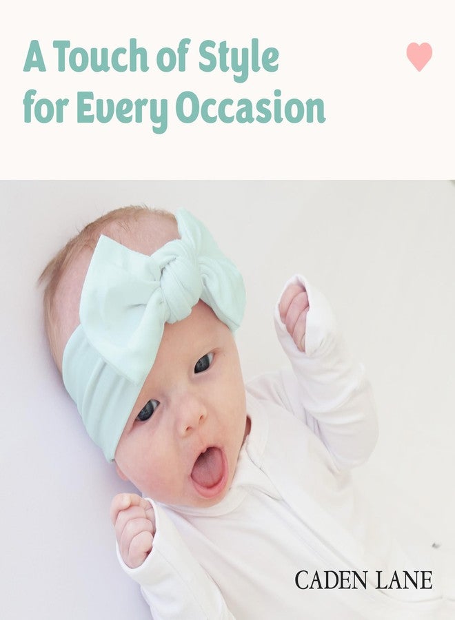Caden Lane Baby Headwrap with Knotted Bow, Soft & Stretchy Bamboo Viscose, Comfortable Infant Hairband for Newborn & Toddler Girls, Ideal Gift for Baby Shower & Milestone Celebration, Lily Pad Green - Image 2