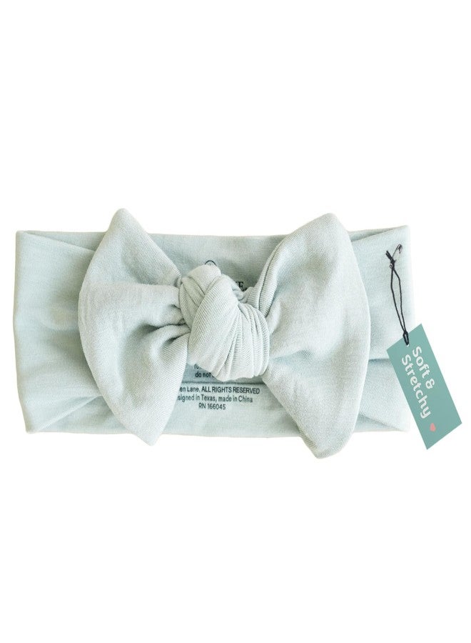 Caden Lane Baby Headwrap with Knotted Bow, Soft & Stretchy Bamboo Viscose, Comfortable Infant Hairband for Newborn & Toddler Girls, Ideal Gift for Baby Shower & Milestone Celebration, Lily Pad Green - Image 1