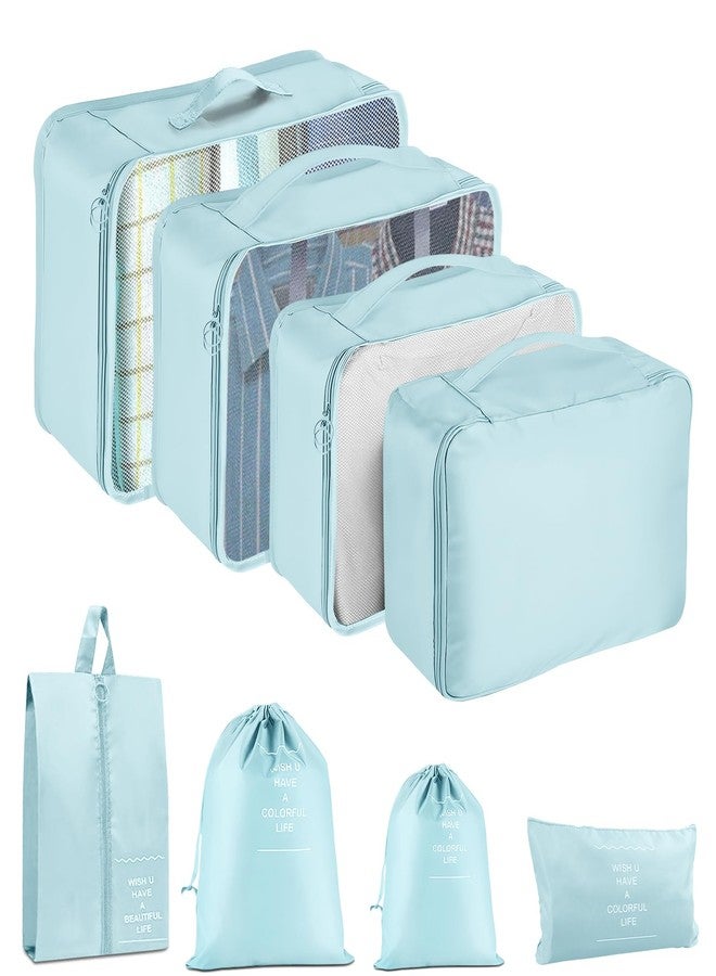 YEEYAA Packing Cubes for Travel - 8 Set Luggage Organizer Bags for Family, Mesh Breathable Travel Essentials Bags Set Durable Travel Packing Cubes for Suitcases - Image 1
