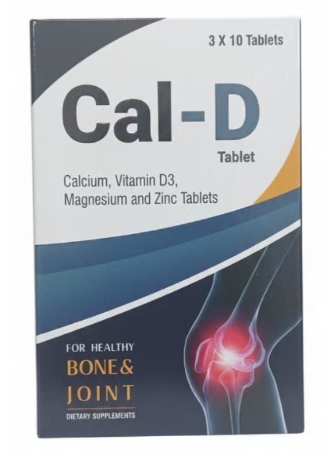 Cal-D Calcium, Vitamin D3, Magnesium, Zinc Dietary Supplement Tablets, 30 Count