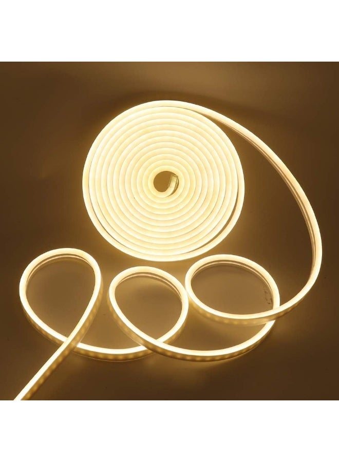 LED Strip 12V Warm White, 5M Neon LED Strip IP65 Waterproof Flexible Neon Light for Indoor Outdoor Decoration, Festival, Birthday With Power Adapter 12V
