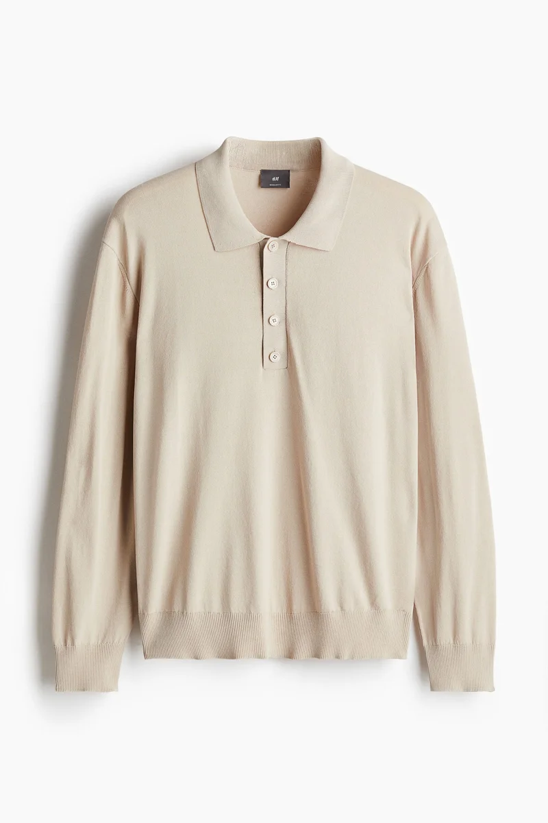 H&M Regular Fit Fine-knit polo shirt