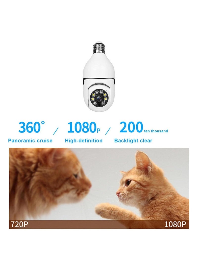 Bulb Camera 1080P, Night Vision IP Camera, PTZ Camera, 4X Digital Zoom Monitor, Home Security System, WiFi Camera Full Color