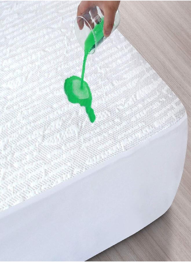 Moonsea Waterproof Bamboo Mattress Protector Twin Size, Ultra Soft Bamboo Jacquard 3D Air Fabric, Mattress Pad Cover Twin, Fitted Up to 18" Deep  - Image 1