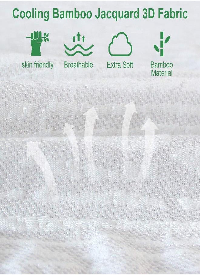 Moonsea Waterproof Bamboo Mattress Protector Twin Size, Ultra Soft Bamboo Jacquard 3D Air Fabric, Mattress Pad Cover Twin, Fitted Up to 18" Deep  - Image 3