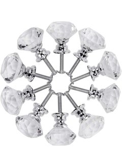 Akstore Akstore 6 Pcs Crystal Glass Cabinet Knobs 30mm Diamond Shape Drawer Kitchen Cabinets Dresser Cupboard Wardrobe Pulls Handles (30mm, Clear)  - Image 4
