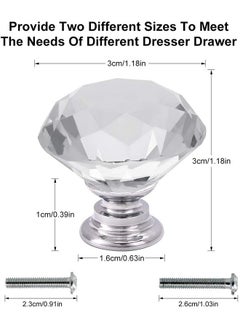 Akstore Akstore 6 Pcs Crystal Glass Cabinet Knobs 30mm Diamond Shape Drawer Kitchen Cabinets Dresser Cupboard Wardrobe Pulls Handles (30mm, Clear)  - Image 2