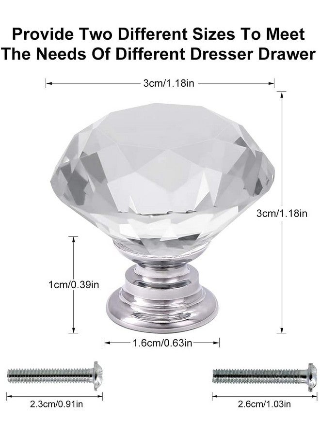 اكستور مقابض خزانة من الزجاج الكريستالي من أكستور، 6 قطع، مقاس 30 مم، على شكل ماسي، درج خزانة المطبخ، خزانة الملابس، مقابض خزانة الملابس (30 مم، شفاف) - Image 2