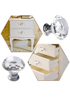 Akstore Akstore 6 Pcs Crystal Glass Cabinet Knobs 30mm Diamond Shape Drawer Kitchen Cabinets Dresser Cupboard Wardrobe Pulls Handles (30mm, Clear)  - Image 5