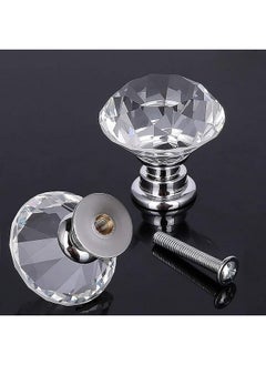 Akstore Akstore 6 Pcs Crystal Glass Cabinet Knobs 30mm Diamond Shape Drawer Kitchen Cabinets Dresser Cupboard Wardrobe Pulls Handles (30mm, Clear)  - Image 3