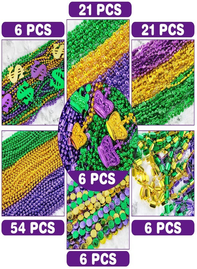 Garma 120 Pcs Metallic Bead Necklaces, Purple Gold Green Mardi Gras Decorations Beads Necklaces for Masquerade Costume Party, Gaysby Themed Party, Costume and Masquerade Parties - Image 3
