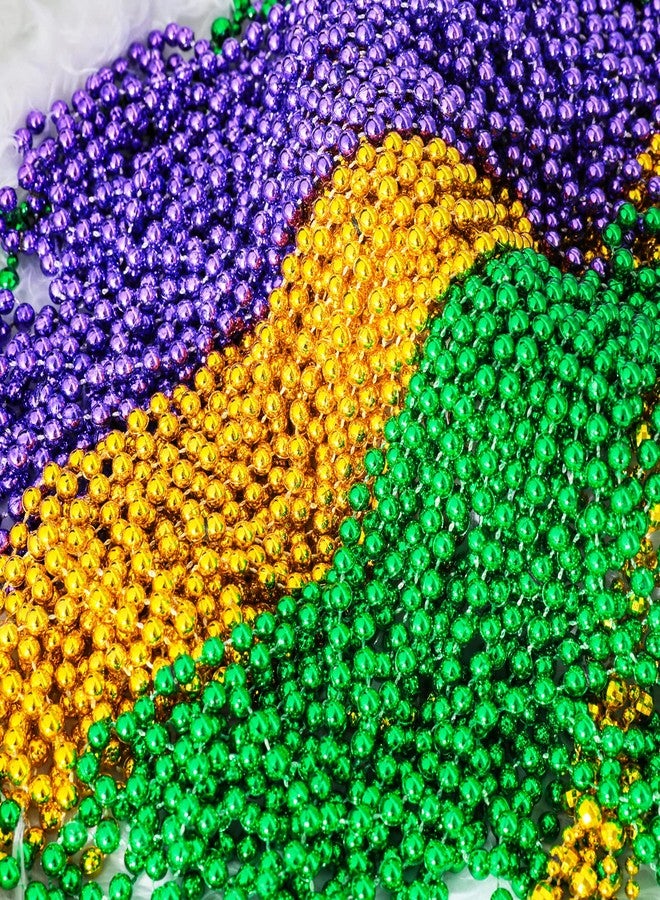 Garma 120 Pcs Metallic Bead Necklaces, Purple Gold Green Mardi Gras Decorations Beads Necklaces for Masquerade Costume Party, Gaysby Themed Party, Costume and Masquerade Parties - Image 2