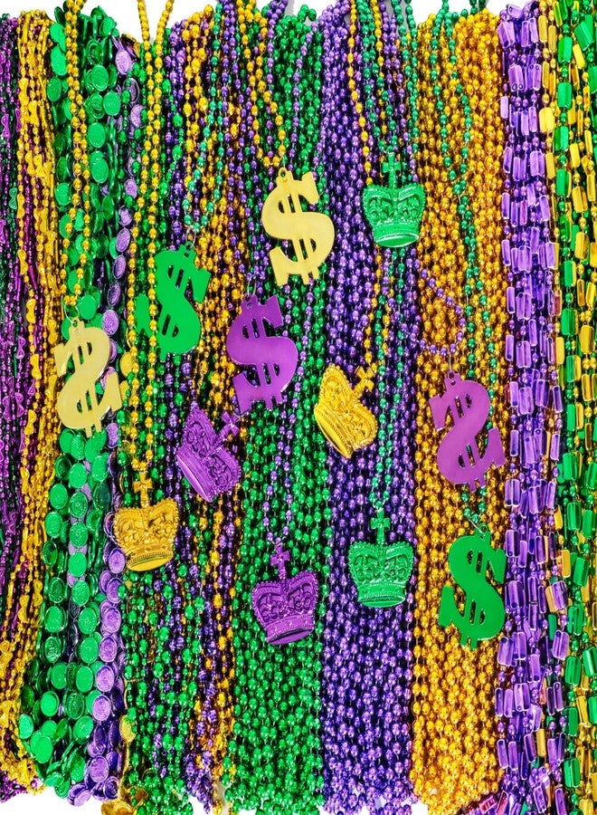 Garma 120 Pcs Metallic Bead Necklaces, Purple Gold Green Mardi Gras Decorations Beads Necklaces for Masquerade Costume Party, Gaysby Themed Party, Costume and Masquerade Parties - Image 1
