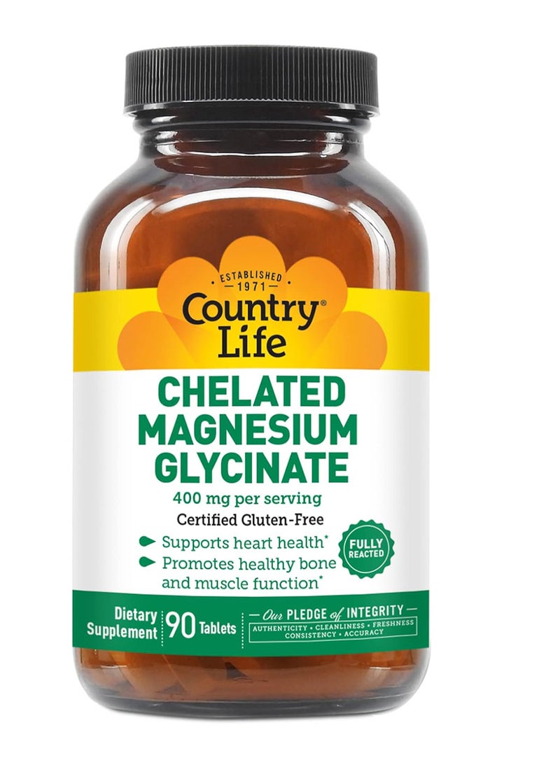 Country Life Chelated Magnesium Glycinate 400 Mg 90 Tablets  - Image 1
