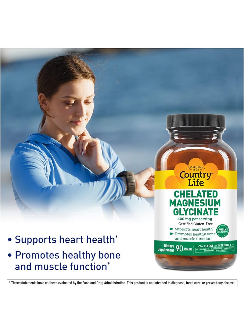 Country Life Chelated Magnesium Glycinate 400 Mg 90 Tablets  - Image 4