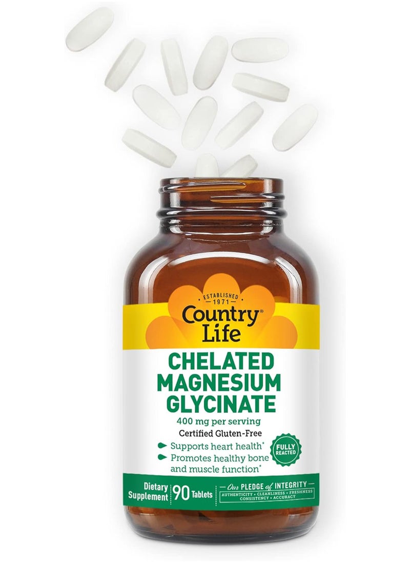 Country Life Chelated Magnesium Glycinate 400 Mg 90 Tablets  - Image 3