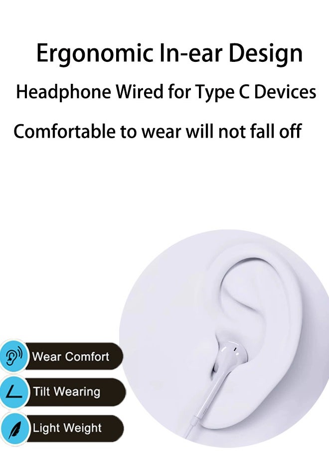 Generic - USB C Headphones Wired for iPhone 16/15 Series, for iPad Pro Air 5/4/Mini 6/iPad 10th, Type C Earbuds for MacBook Pro/air, Control Microphone, Volume, Music - Image 1