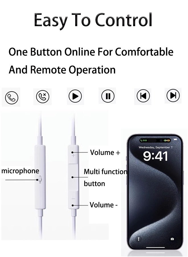 Generic - USB C Headphones Wired for iPhone 16/15 Series, for iPad Pro Air 5/4/Mini 6/iPad 10th, Type C Earbuds for MacBook Pro/air, Control Microphone, Volume, Music - Image 1