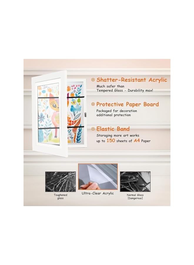 The Bros Kids Art Frame A4 - Front Opening Picture Frame for Home Decor, Artwork Display, Changeable for Children's Projects, Drawings, 3D Art, Crafts - Image 3