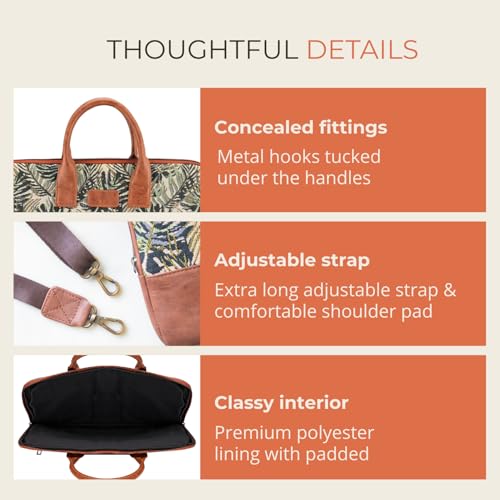 HAMELIN Theo Sleek Printed Messenger Bag | Vegan Leather Laptop Bag Zip Closure & Storage For 13 to 14 Inch Laptops or MacBook | Stylish Office Travel & Casual Office Bags For Men & Women |Green Maple - Image 3