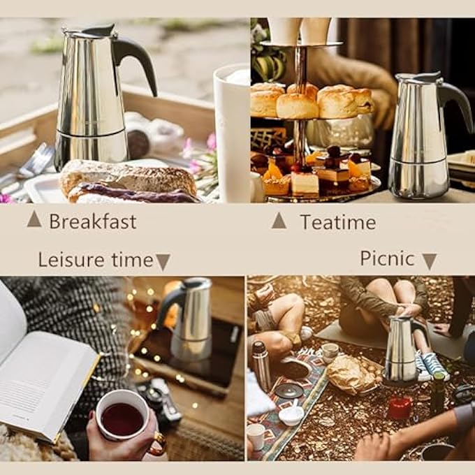 NALACAL ماكينة صنع قهوة إسبريسو على الموقد بسعة 450 مل من الفولاذ المقاوم للصدأ وماكينة صنع قهوة إيطالية محمولة وماكينة صنع قهوة موكا للاستخدام المنزلي والتخييم بسعة 9 أكواب - Image 3