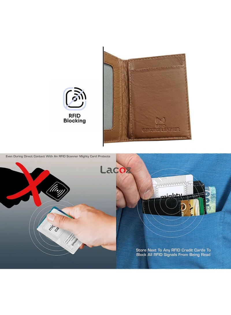 لاكوز محفظة لاكوز WA05 ثلاثية الطي من الجلد الطبيعي مع حماية RFID للرجال، لون أخضر - Image 4