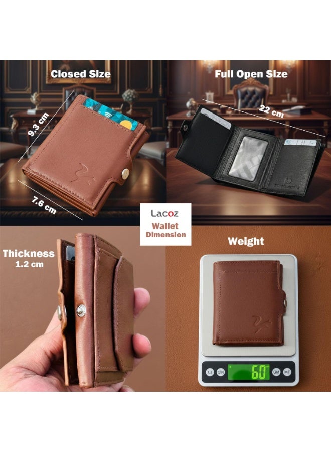 لاكوز محفظة لاكوز WA05 ثلاثية الطي من الجلد الطبيعي مع حماية RFID للرجال، لون أخضر - Image 3