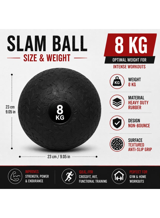 Volcan Fitness Slam Ball 8 KG – Heavy Duty Non-Bounce Exercise Ball for Strength Training & CrossFit - Image 4