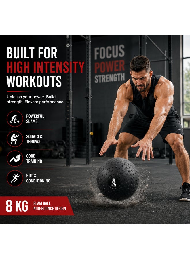 Volcan Fitness Slam Ball 8 KG – Heavy Duty Non-Bounce Exercise Ball for Strength Training & CrossFit - Image 3
