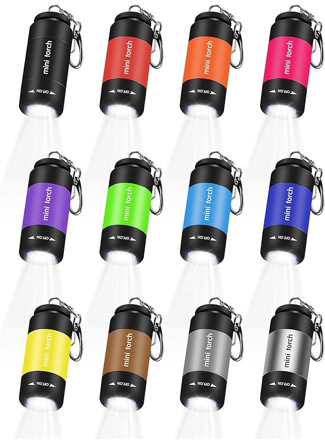 PROMASS promass 12 Pieces Mini Keychain Flashlight, USB Torch Rechargeable Colorful LED Flashlight High-Powered Keychain Lamp (White Light)  - Image 1