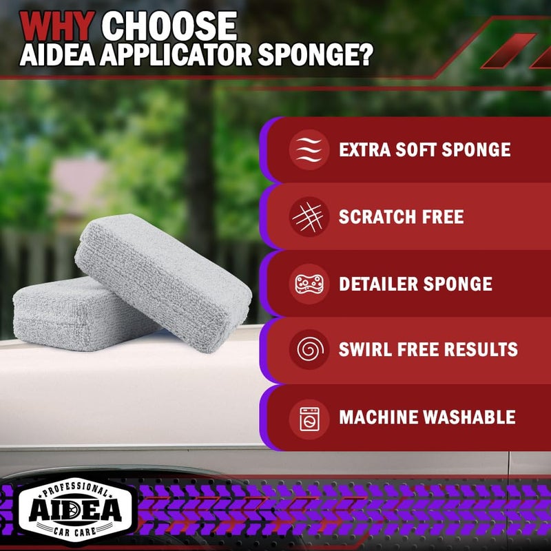 AIDEA Microfiber Applicator Pad-8Pack, Car Wash Sponge, Premium Microfiber Sponge and Cleaning Pads, Perfect for Effortless Wax, Sealant, and Conditioner Application-Grey - Image 3