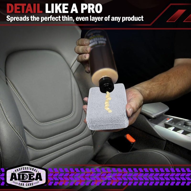 AIDEA Microfiber Applicator Pad-8Pack, Car Wash Sponge, Premium Microfiber Sponge and Cleaning Pads, Perfect for Effortless Wax, Sealant, and Conditioner Application-Grey - Image 5