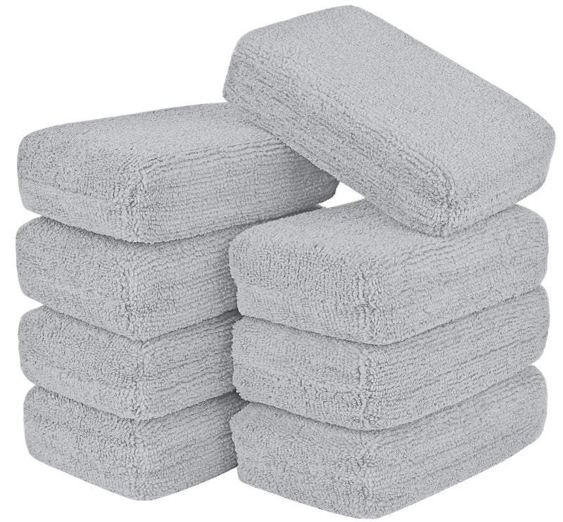 AIDEA Microfiber Applicator Pad-8Pack, Car Wash Sponge, Premium Microfiber Sponge and Cleaning Pads, Perfect for Effortless Wax, Sealant, and Conditioner Application-Grey - Image 1