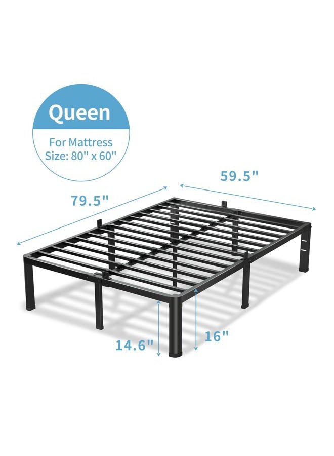 VIPSHOW 16 Inch Queen Bed Frame, 3500Lbs Heavy Duty Metal Platform with Round Corner Legs Mattress Slide Stopper, Steel Slat Support No Box Spring Needed, Noise Free, Non-Slip, Easy Assembly - Image 3