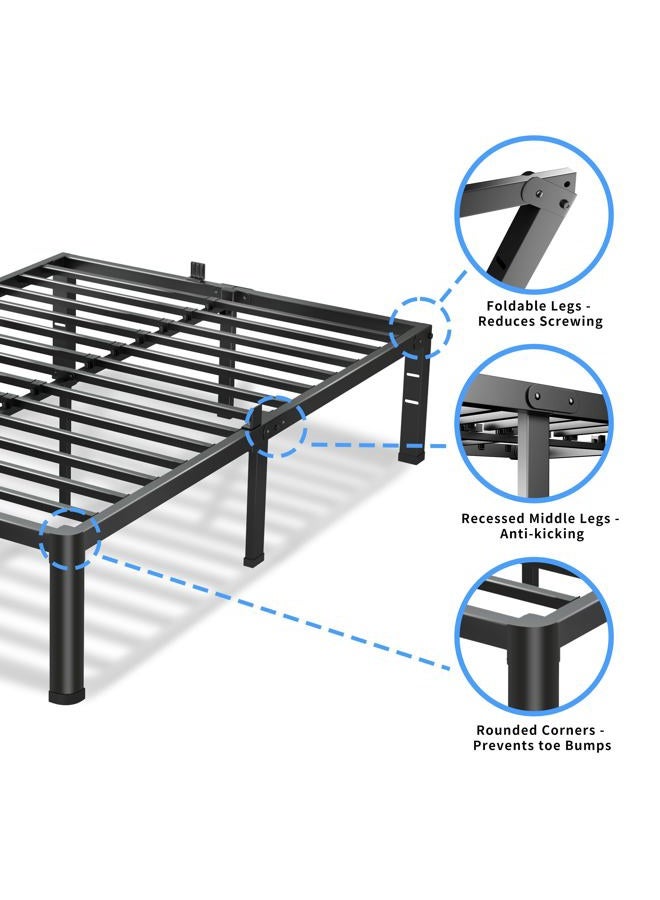 VIPSHOW 16 Inch Queen Bed Frame, 3500Lbs Heavy Duty Metal Platform with Round Corner Legs Mattress Slide Stopper, Steel Slat Support No Box Spring Needed, Noise Free, Non-Slip, Easy Assembly - Image 4
