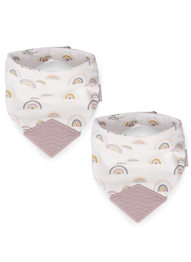 BooginHead - Cotton Baby Bandana Teething Bib 2Pack Pink Rainbows - Image 1