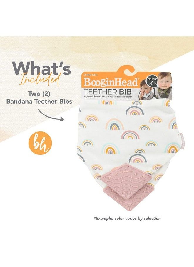 BooginHead - Cotton Baby Bandana Teething Bib 2Pack Pink Rainbows - Image 1