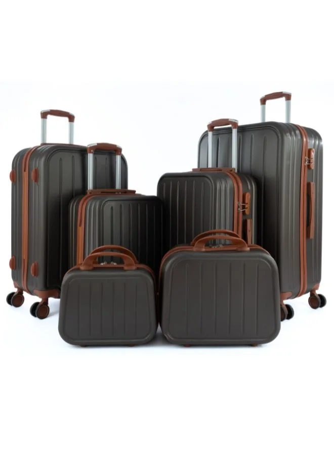 LIMRA Luggage set 6 pieces travel Bags with a distinctive design from limra brown