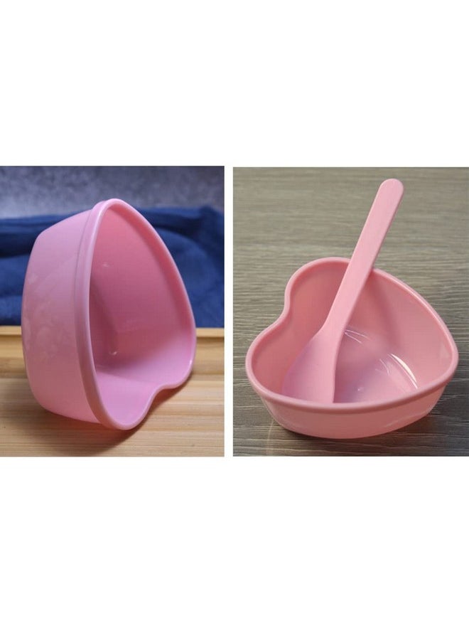 lasenersm - 5 Sets Plastic Heart Shaped Facial Mask Mixing Bowl with Stirring Spatula Facemask Bowl Mud Mask Mixing Bowl DIY Skin Care Mixing Tool Kit for Lady Women Home Beauty Salon Use, Pink - Image 1