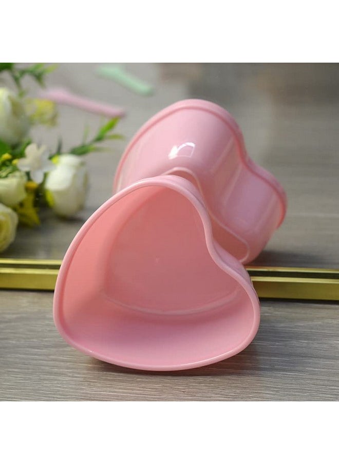 lasenersm - 5 Sets Plastic Heart Shaped Facial Mask Mixing Bowl with Stirring Spatula Facemask Bowl Mud Mask Mixing Bowl DIY Skin Care Mixing Tool Kit for Lady Women Home Beauty Salon Use, Pink - Image 1