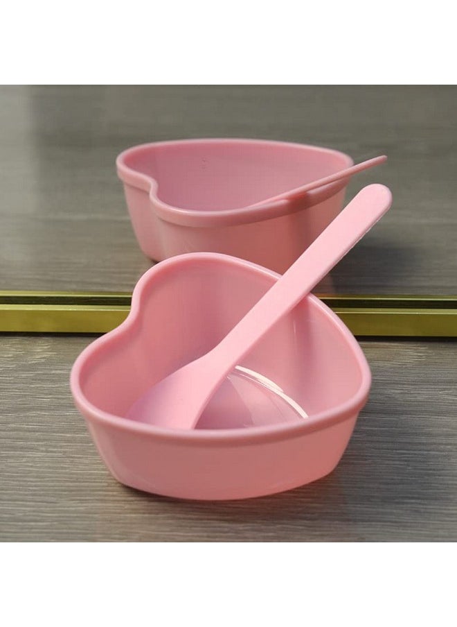 lasenersm - 5 Sets Plastic Heart Shaped Facial Mask Mixing Bowl with Stirring Spatula Facemask Bowl Mud Mask Mixing Bowl DIY Skin Care Mixing Tool Kit for Lady Women Home Beauty Salon Use, Pink - Image 1