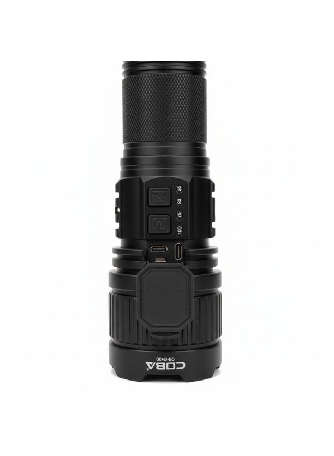 كوبا مصباح يدوي قوي قابل لإعادة الشحن من سبائك الألومنيوم COBA CB-G400 - 300 واط LED، مدى طويل يصل إلى 3000 متر، مزود ببطارية شحن - Image 1