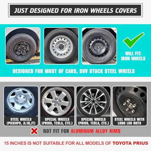 I1MOTOR Hubcaps 14'', Wheel Rim Cover Universal R14 Hub Caps, Snap On Car Pickup Truck SUV, Wheel Covers, ABS & PC Material, Set of 4, 14-Inch, White & Red Lacquer - Image 2