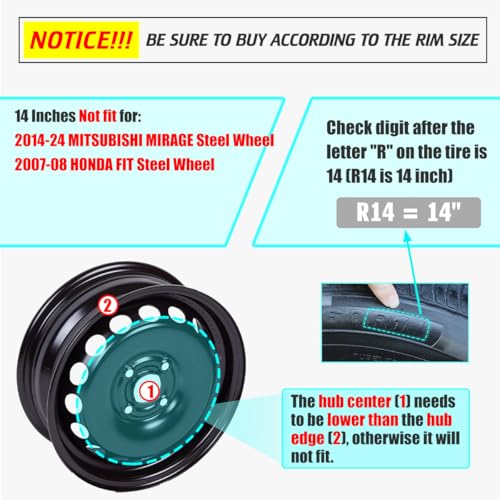 I1MOTOR Hubcaps 14'', Wheel Rim Cover Universal R14 Hub Caps, Snap On Car Pickup Truck SUV, Wheel Covers, ABS & PC Material, Set of 4, 14-Inch, White & Red Lacquer - Image 3