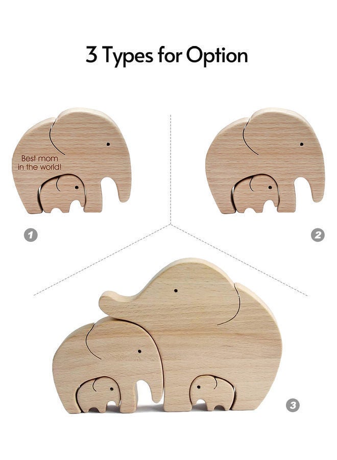 NIBEMINENT 4-Piece Wooden Elephant Set - Image 3