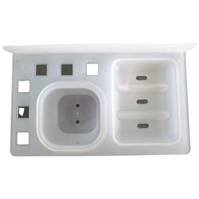 happi حامل صابون هابي غير قابل للكسر من بلاستيك ABS 3 في 1 مع كوب زجاجي وحامل فرشاة أسنان، قاعدة صابون، علبة صابون، حامل صابون مثبت على الحائط للحمام (أبيض) - Image 3