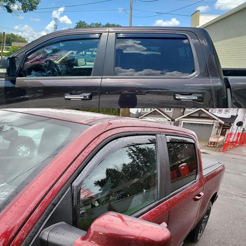 TONOYTIM in-Channel Truck Window Visors Rain Guards Side Window Deflectors & Visors for Ram 1500 Crew Cab 2019-2025, Vent Shade Wind Deflectors 2020 2021 2022 2023 2024 194806 4-Pieces Set - Image 3