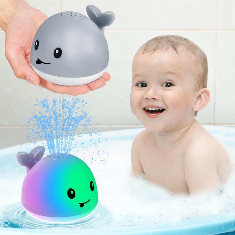 Gigilli Bath Toys for Kids Ages 1-3, Baby Bath Toys 1 2 3 Year Boy Girl Gifts Christmas Stocking Stuffers for Babies 6-12-18 Months Light Up Whale Bath Toy Sprinkler Toddler Birthday Bathtub Water Toy - Image 1